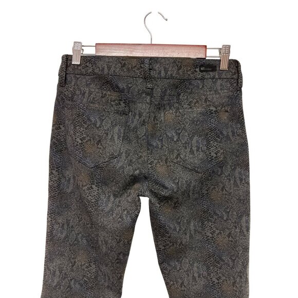 Kut from the Kloth Women's Snakeskin Pattern Black Pants Skinny Size 6 Rayon - Picture 5 of 12